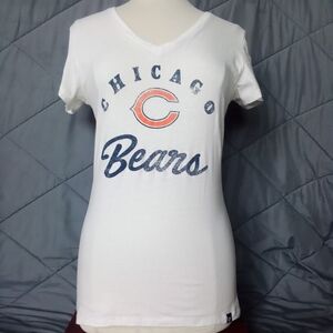 Women's 47 Chicago Bears White 100% Cotton Cap Sleeve T-Shirt Football Sports